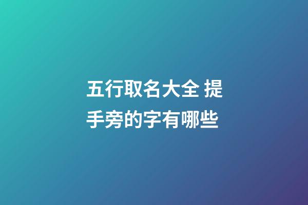五行取名大全 提手旁的字有哪些